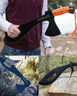 Omniblade Machete Multitool with Sheath - 3-in-1 Survival Tool Including Machete Knife Tactical Tomahawk and Survival Saw real size