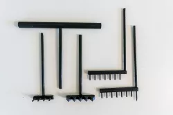 Set of Zen Garden tools for sand - rake, smoothing tool, tracing tool