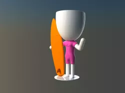 Surfer Woman Flowerpot