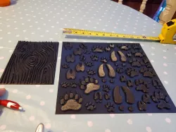TPU clay stamping mats flexible (2 Wood Grain & 1 Animal foot prints)