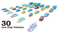 3D Low Poly 30 Vehicles Low-poly 3D model