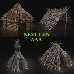AAA NEXT GEN FOREST WOODS SHELTER PACK COLLECTION Low-poly 3D model