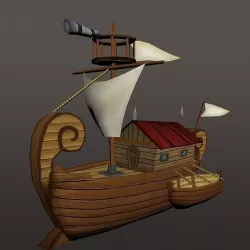 Adventure Cartoon Ship Low-poly 3D model