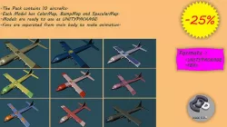 Aircraft military plane flying in sky Low-poly 3D model