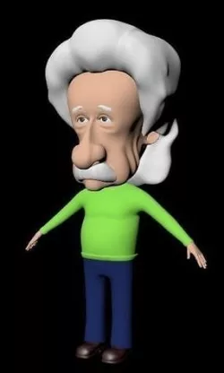 Albert Einstein Cartoon Caricature Low-poly 3D model