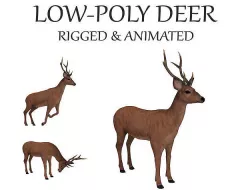 animated deer stag elk Low-poly 3D model