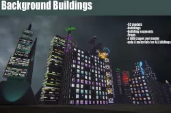 Background Buildings Low-poly 3D model