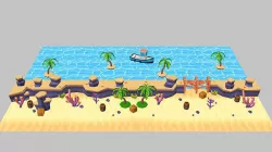 Beach Cartoon 3D Model  Low-poly 3D model