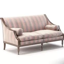 Black and White Striped Antique Sofa 3D model