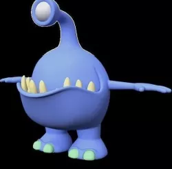 Blue monster cartoon Low-poly 3D model