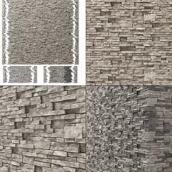 Brick stone wall granite many n3 3D model