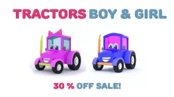 Cartoon Funny Tractors Girl and Boy with Face And Eyes 3D models 3D model