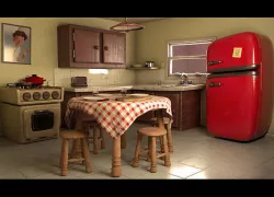 Cartoon Kitchen Layout  Low-poly 3D model