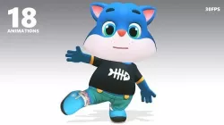 Cat Kitten Animated Rigged Low-poly 3D model