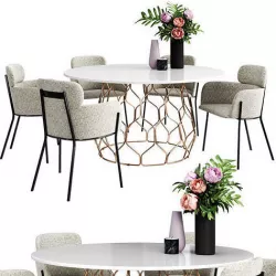 CB2 azalea chair and circuit dining table 3D model