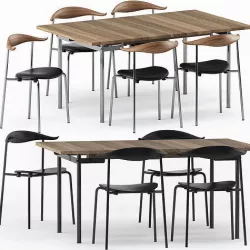 CH322 DINING TABLE and CH88P chair by Carl Hansen and Son 3D model