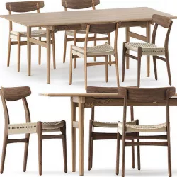 CH327 DINING TABLE and CH23 CHAIR by Carl Hansen and Son 3D model