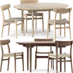 CH337 DINING TABLE and CH23 CHAIR by Carl Hansen and Son 3D model