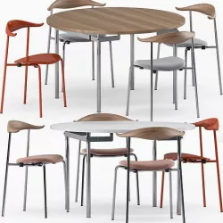 CH388 DINING TABLE and CH88P chair by Carl Hansen and Son 3D model