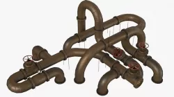 Copper Pipes Low-poly 3D model