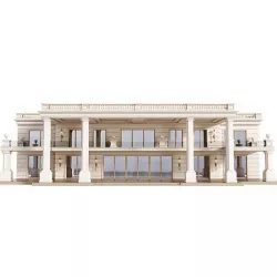 Facade of a private house in a modern light classic  3D model