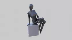 Female Black Mannequin Sitting Pose Low-poly 3D model