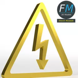 High voltage electric shock symbol 3D model