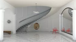house entryway with spiral staircase 3D model