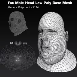 Human Head Fat Male Low Poly Base Mesh Low-poly 3D model