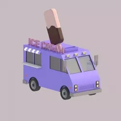 Ice Cream 3d low poly TRUCK for Games  Low-poly 3D model
