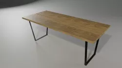 Loft table - oak and metal 3D model