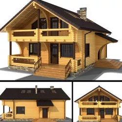 Log house - rounded log 3D model