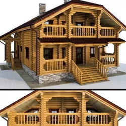 Log house - rounded log 3D model