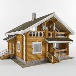 Log house - rounded log 3D model