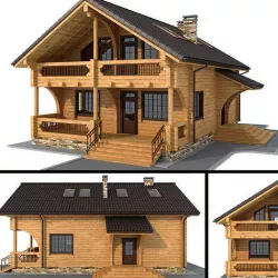 Log house - rounded log 3D model