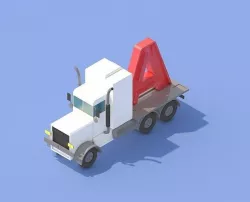 Low-poly Short American Truck 3d model Game Low-poly 3D model