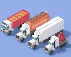 Low-poly Short American Truck PACK of  3d models for  Games Low-poly 3D model