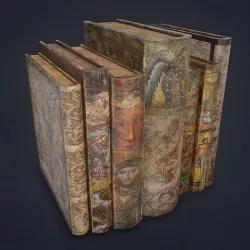 Medieval Books Row 3 Design 1  Low-poly 3D model