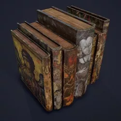 Medieval Books Row 3 Design 3  Low-poly 3D model