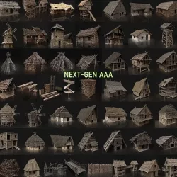 NEXT GEN AAA GIGAPACK MEDIEVAL VILLAGE CITY BUILDER PACK Low-poly 3D model