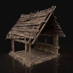 Next Gen AAA Wooden Roofing Cover Construction - Wood Storage Low-poly 3D model