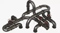 Old Folded Metallic Pipes Low-poly 3D model