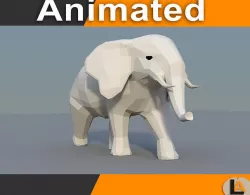 Paper Elephant animated 3D model