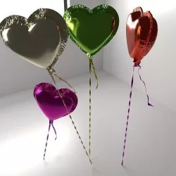 Random Color Heart Shape Aluminum Balloon 3D model