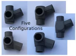 Reconfigurable 22.5 & 45 Degree 3-Way Elbows, 1/2 Inch PVC Pipe Fitting Series #HalfInchPVCFittings UPDATE 2015-07-03