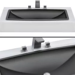 Rectangular Drop-in Bathroom Sink  Black 3D model