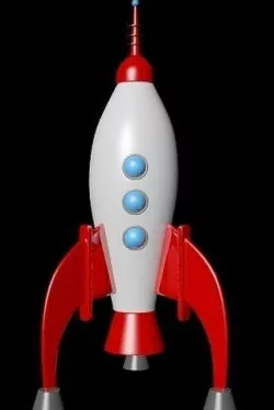Rocket cartoon Low-poly 3D model