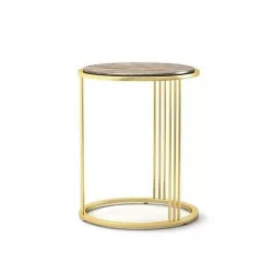 Round Pink Quartz Side Table 3D model