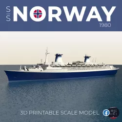 S.S. NORWAY (1980) cruise ship printable model - full hull and waterline versions