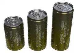 Slim aluminium soda energy drink beverage cans with water drops 3D model
